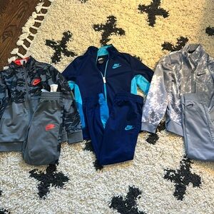 3 nike tracksuit sets boys size 7 blue gray orange
